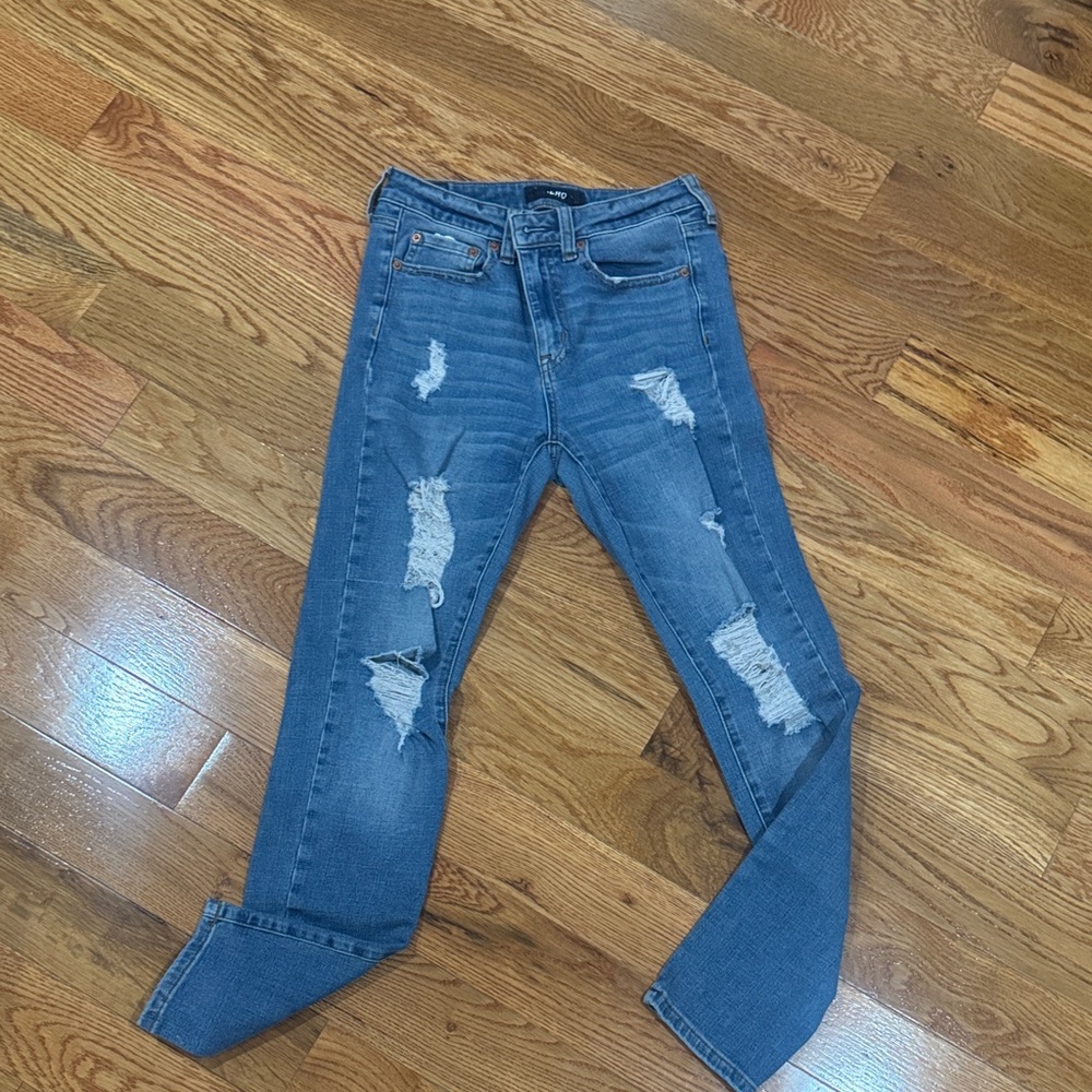 Aeropostale Blue Distressed Skinny Jeans